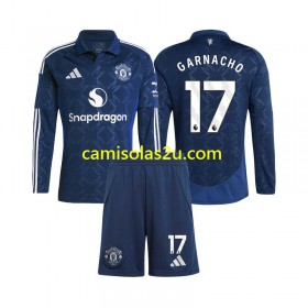 Camisolas de futebol Manchester United Alejandro Garnacho 17 Criança Equipamento Alternativa 2024/25 Manga Comprida